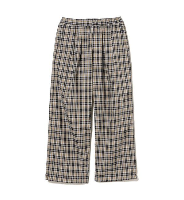 BEAMS「チェック ワイド イージーパンツ【ワイドストレートフィット】」|チノ|