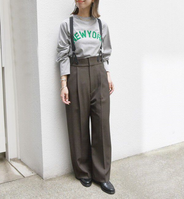 SHIPS any「SHIPS any:〈洗濯機可能〉マニッシュ サスペンダー ワイド パンツ」|その他|ブラウン