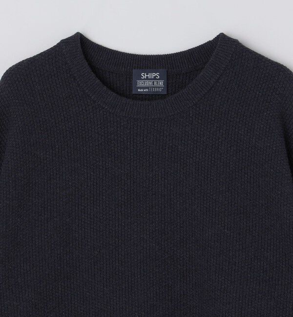 SHIPS「SHIPS:〈手洗い可能〉TEXBRID(R) コットン ウール ピケ クルーネック ニット」|ニット・セーター|