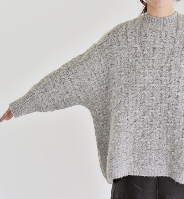 quaranciel「quaranciel:〈手洗い可能〉透かし編み クルーネック ドルマン ルーズ ニット プルオーバー」|ニット・セーター|