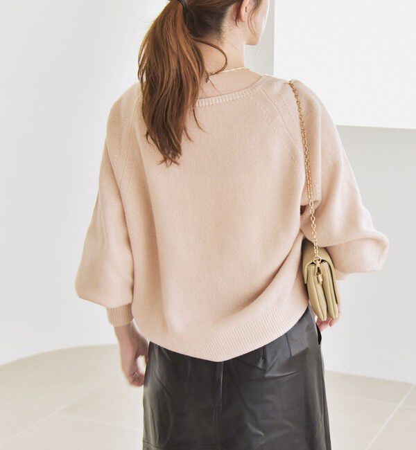 quaranciel「quaranciel:〈手洗い可能〉AQUA カシミヤ ミックス ボートネック ロングリブ パフ ニット」|ニット・セーター|