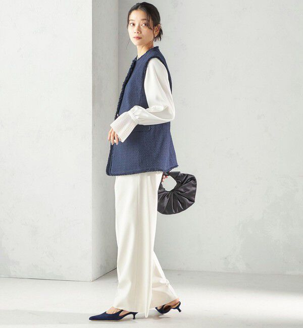SHIPS for women「〈手洗い可能〉ダブル クロス セミ ワイド パンツ（セレモニー対応可）」|その他|