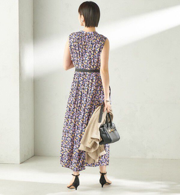 SHIPS for women「〈手洗い可能〉カッセン フラワー プリント ノースリーブ ワンピース」|ワンピース|