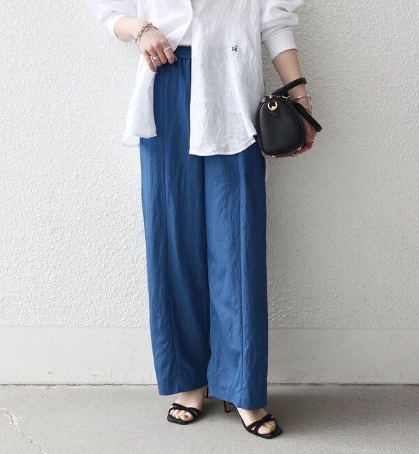 SHIPS any「《予約》SHIPS any:〈洗濯機可能〉ツイル センター シーム ワイド イージー パンツ」|その他|ブルー