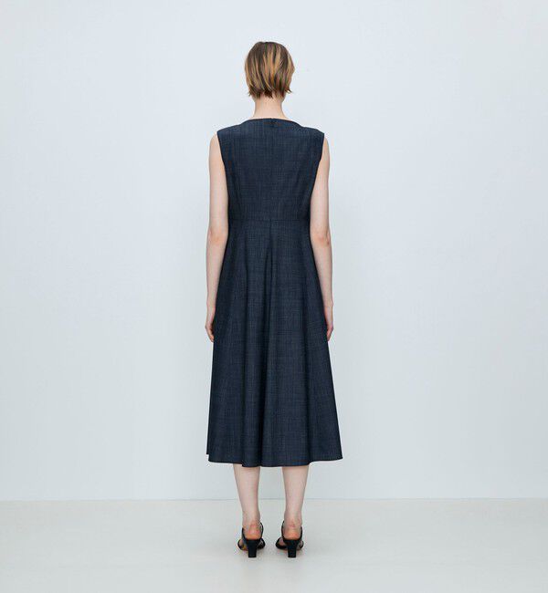 TOMORROWLAND collection「【WEB先行予約】コンフォートデニム アシンメトリードレープワンピース」|ワンピース|