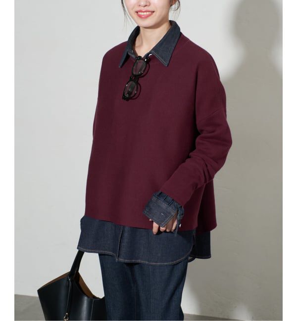 SLOBE IENA「《セットアップ対応可/WEB限定カラーあり》コットンダブルフェイスプルオーバー」|ニット・セーター|