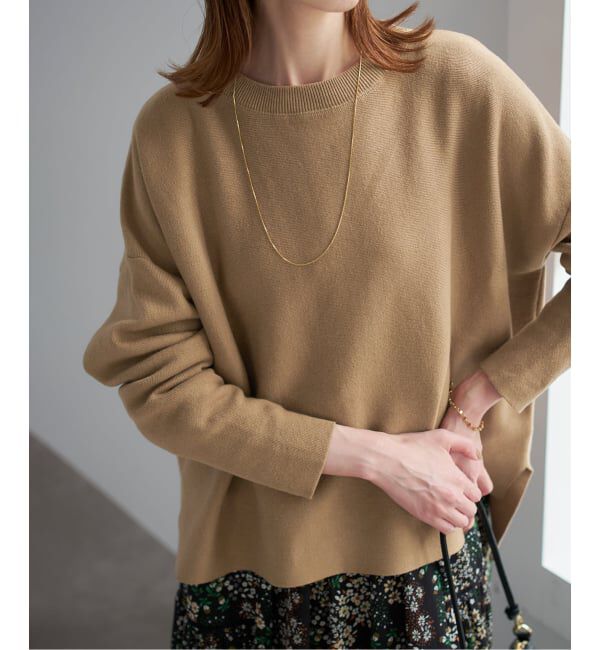 SLOBE IENA「《セットアップ対応可/WEB限定カラーあり》コットンダブルフェイスプルオーバー」|ニット・セーター|キャメル
