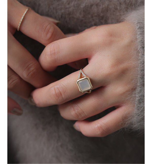 Lilas by Spick&Span「ホワイトムーンストーン8角2ラインダイヤリング K10」|リング|