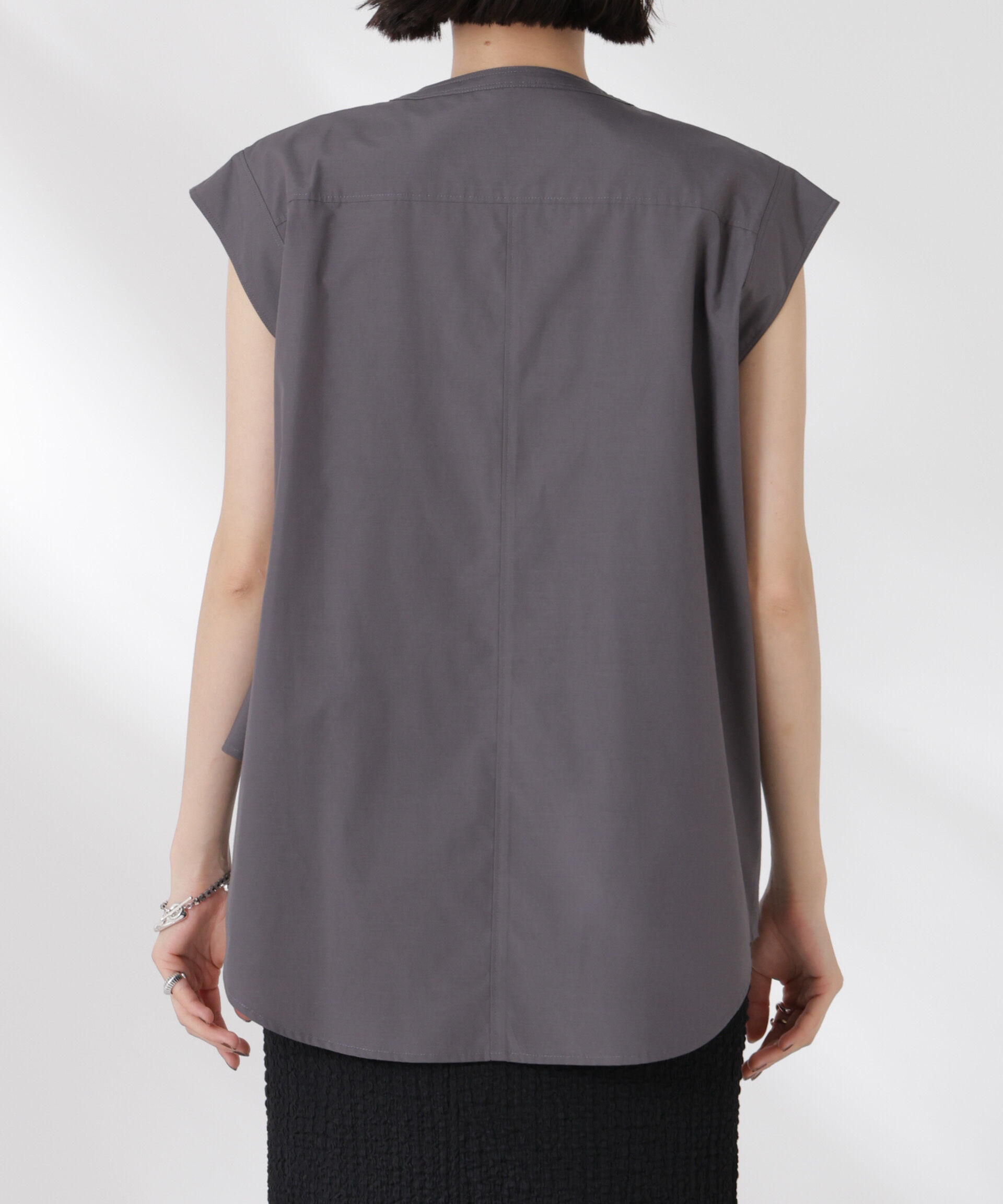 nano･universe「フロントフレアケープカラーノースリーブシャツ」|シャツ・ブラウス|