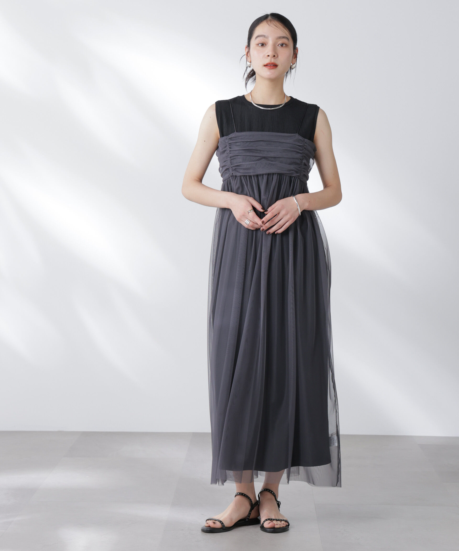 nano･universe「チュールキャミ&times;カットワンピースセット」|ワンピース|