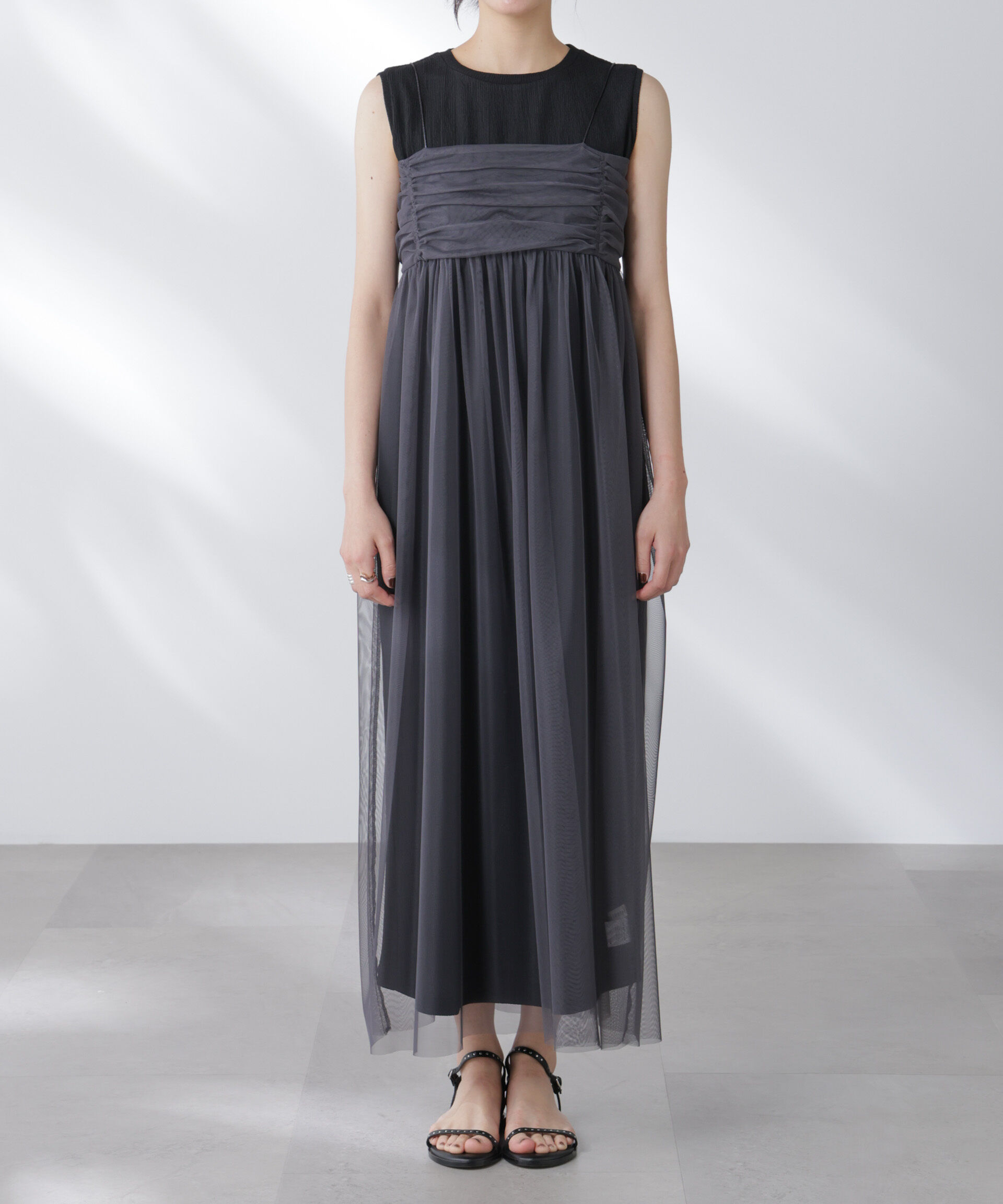 nano･universe「チュールキャミ&times;カットワンピースセット」|ワンピース|