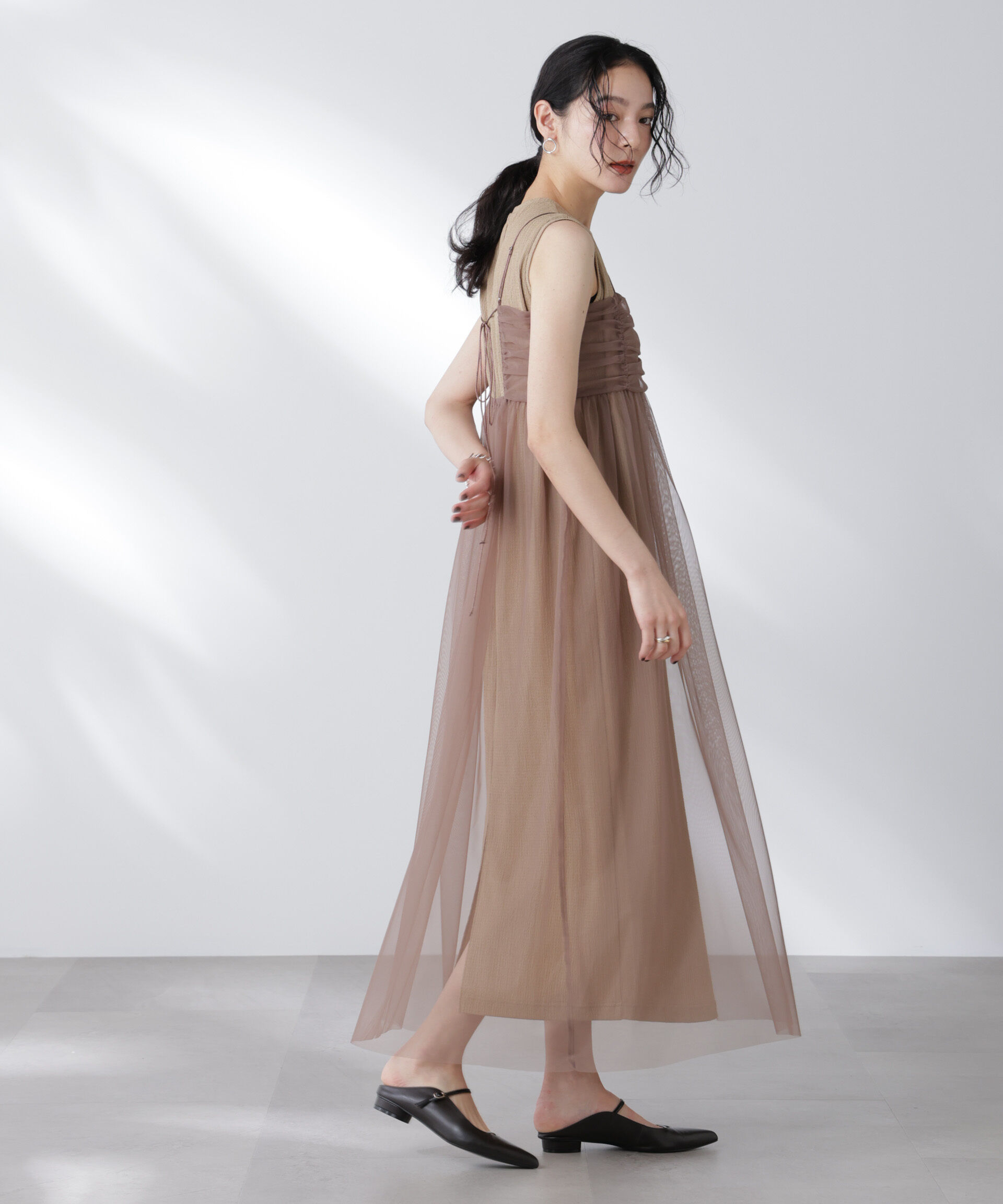 nano･universe「チュールキャミ&times;カットワンピースセット」|ワンピース|