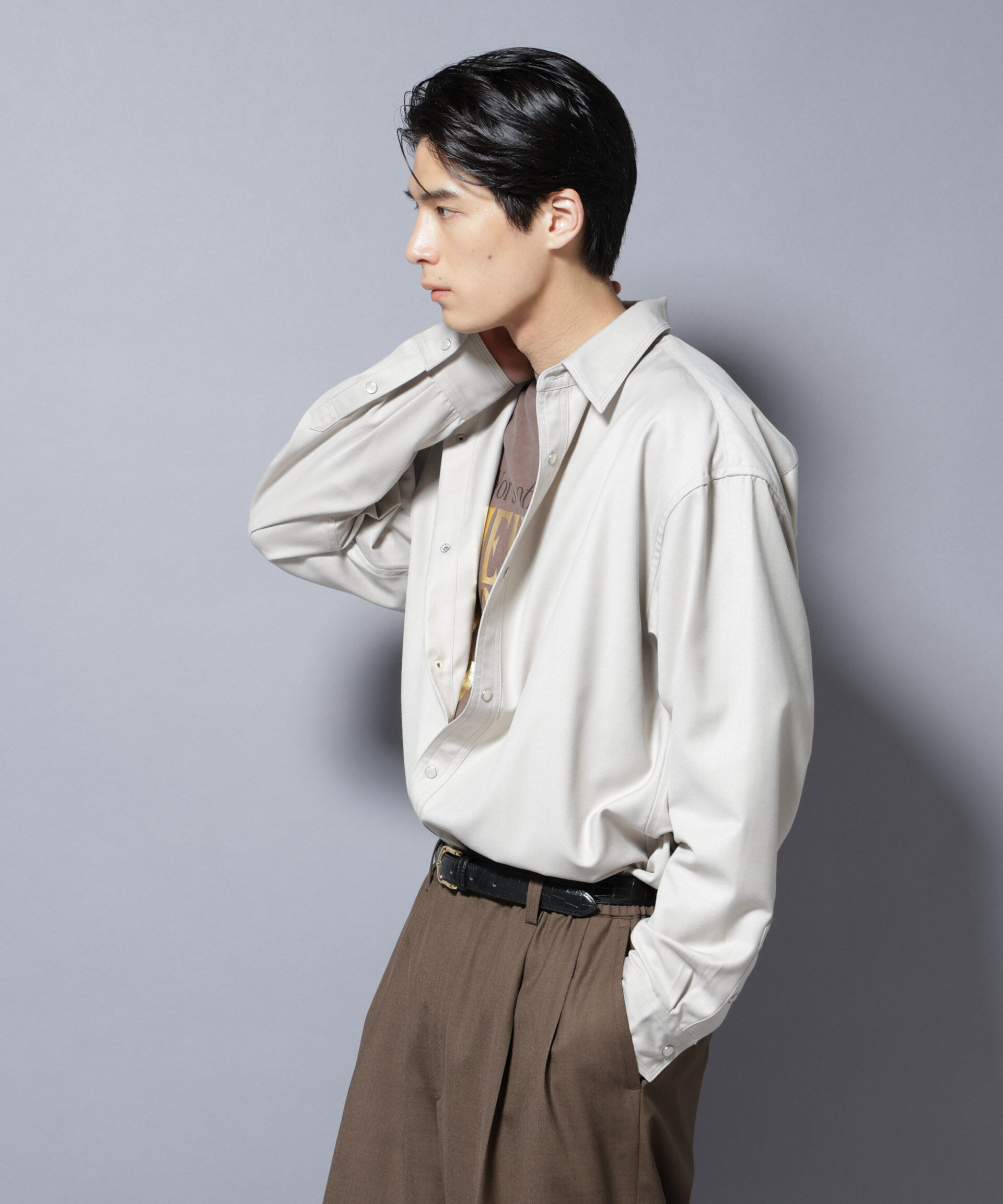 nano･universe「トリプルステッチ パールドットオーバーシャツ」|シャツ・ブラウス|