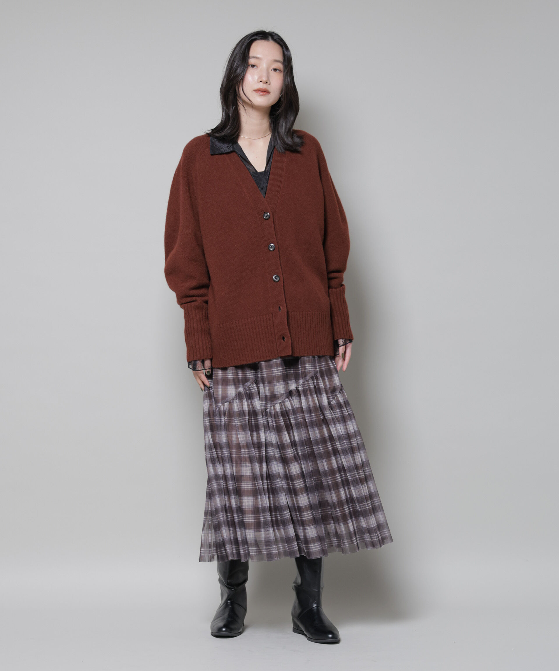 nano･universe「AQUAウールカシミヤVネックカーディガン」|ニット・セーター|