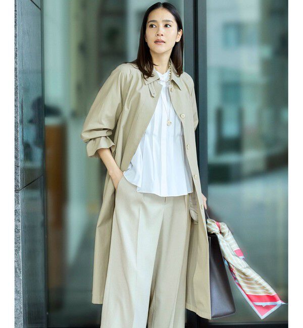 自由区「【春の必需品・オンオフ使える】コットンナイロンバルカラー コート」|ステンカラーコート|ベージュ