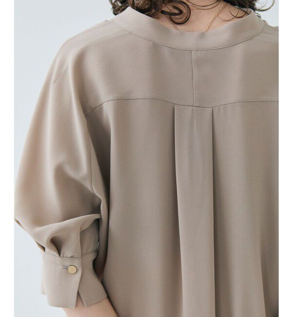 BEIGE,「【ご好評につき追加生産決定・洗える】FLEUR / スタンドカラープルオーバーブラウス」|シャツ・ブラウス|