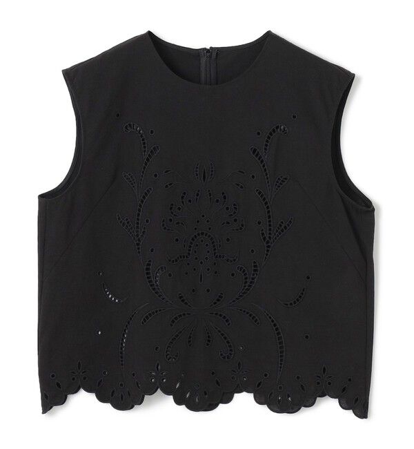 BEIGE,「【洗える】GALLERIA / コットンエンブロイダリーノースリーブブラウス」|シャツ・ブラウス|