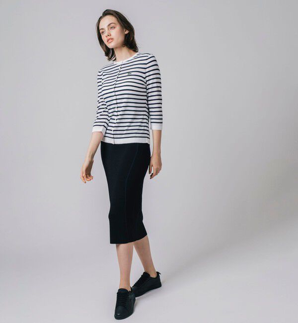 LACOSTE「UVカット 吸水速乾 ウォッシャブル COOLMAX クールマックス 7部袖 ニットカーディガン」|カーディガン|