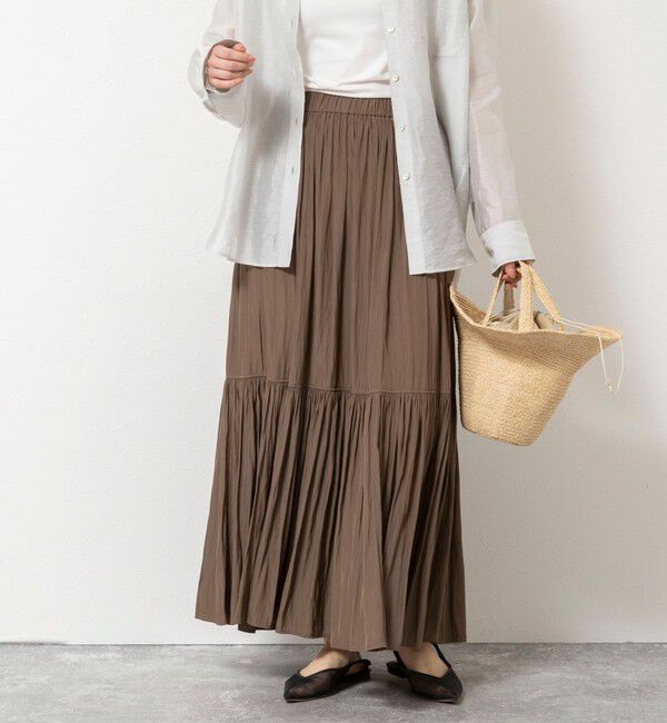NOLLEY'S「ウォッシャブルカッセンギャザーマキシスカート」|フレア|