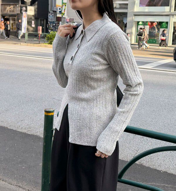 fredy emue「センタースリット衿付きプルオーバー」|ニット・セーター|