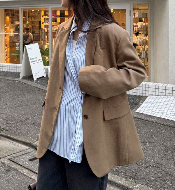 fredy emue「リネン混ラチネオーバージャケット」|テーラードジャケット|ブラウン