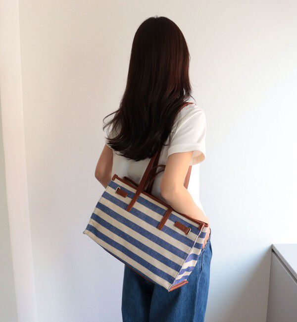 fredy emue「ボーダープリントスクエアトートバッグ」|ショルダー・メッセンジャー|