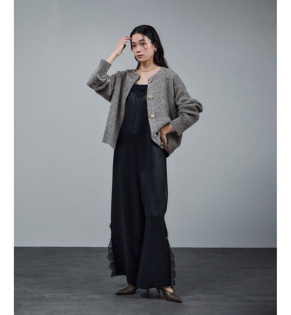 SALON adam et rope'「【WEB限定】2WAYニュアンスメタルボタンシャギークルーカーディガン 2」|カーディガン|