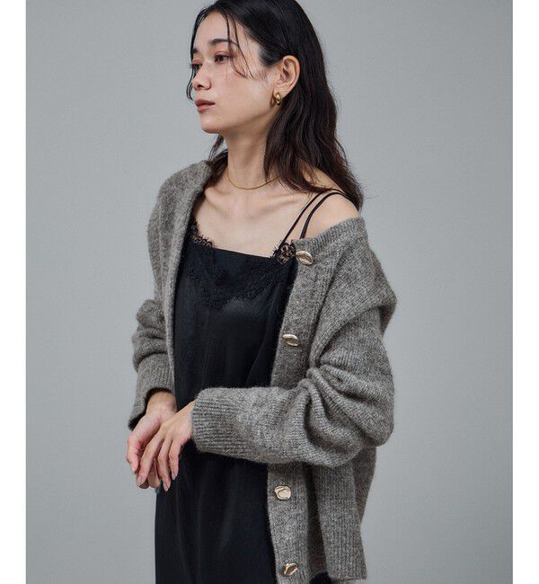 SALON adam et rope'「【WEB限定】2WAYニュアンスメタルボタンシャギークルーカーディガン 2」|カーディガン|グレー(07)