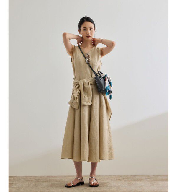 ROPE「【洗える】ブライトリネン パッチワンピース」|ワンピース|