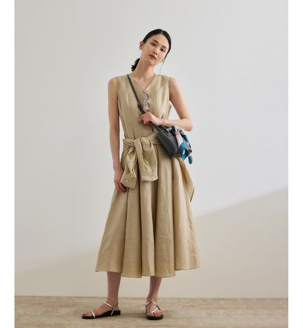 ROPE「【洗える】ブライトリネン パッチワンピース」|ワンピース|