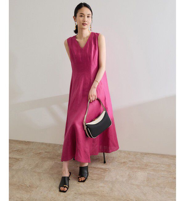 ROPE「【洗える】ブライトリネン パッチワンピース」|ワンピース|