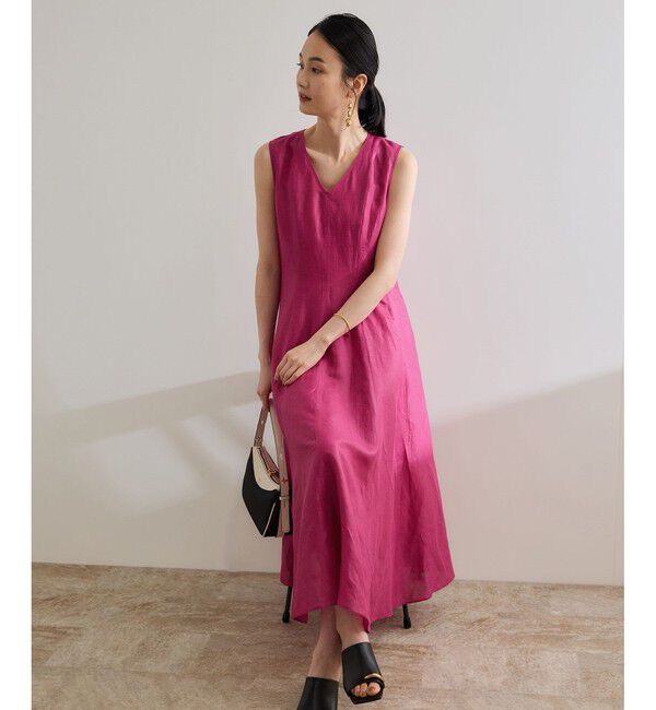 ROPE「【洗える】ブライトリネン パッチワンピース」|ワンピース|