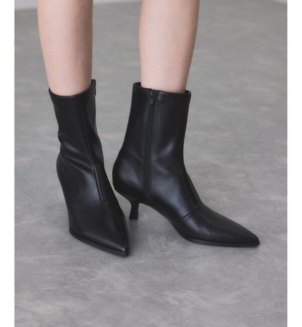 ADAM ET ROPE'「ポインテッドトゥストレッチブーツ」|ロングブーツ|ブラック(01)