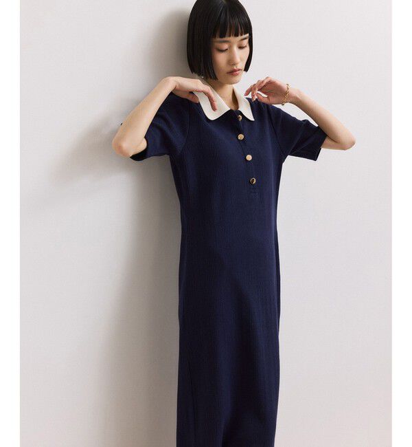 ADAM ET ROPE'「【WEB限定】ハーフスリーブポロシャツワンピース」|ワンピース|
