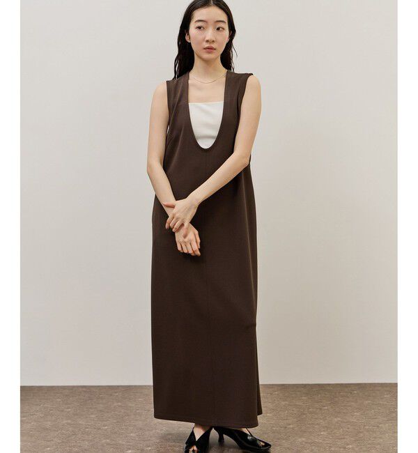 ADAM ET ROPE'「ディープネックカットソーワンピース」|ワンピース|