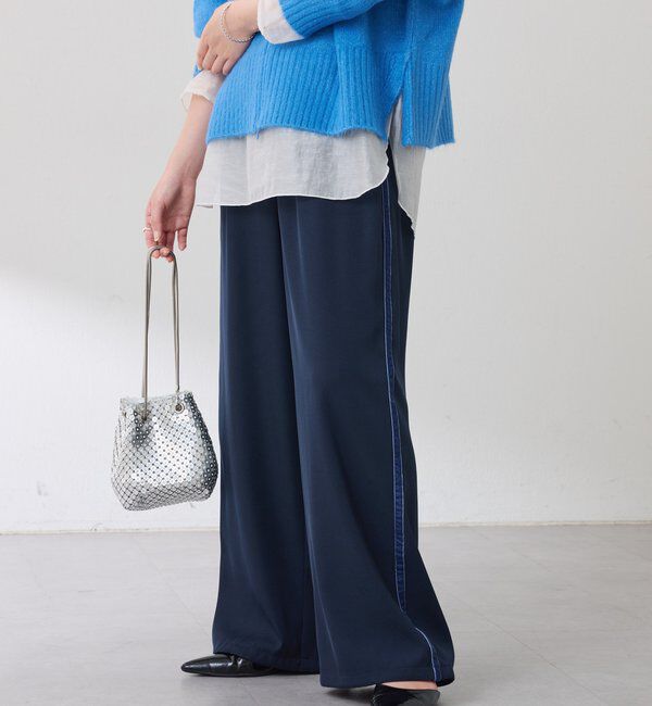  「サイドベロア裾ドロストパンツ」|チノ|