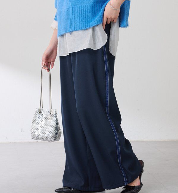  「サイドベロア裾ドロストパンツ」|チノ|