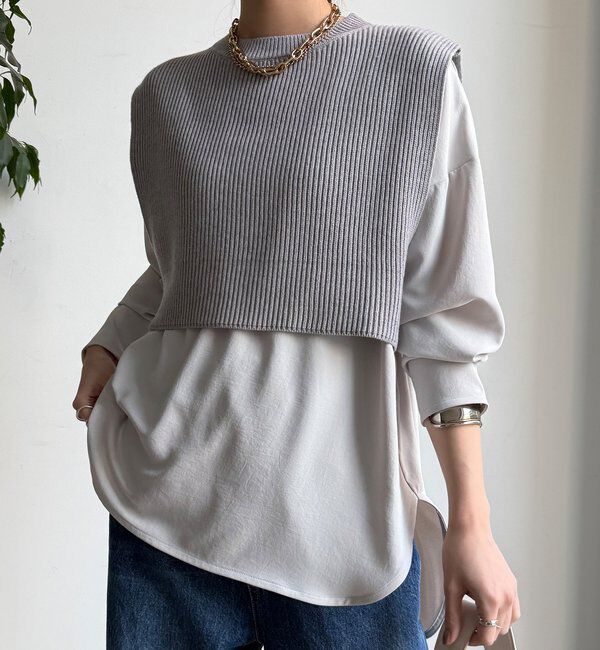  「【WEB限定】ニットベスト&times;シャツセット」|ニット・セーター|
