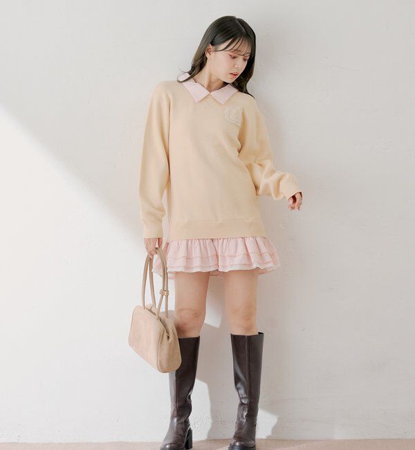  「【マルチway】シャツレイヤードニットワンピース」|ワンピース|