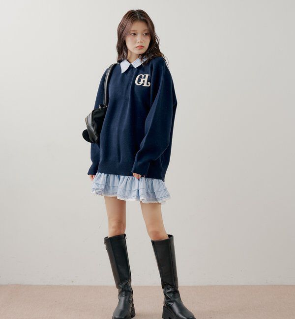  「【マルチway】シャツレイヤードニットワンピース」|ワンピース|