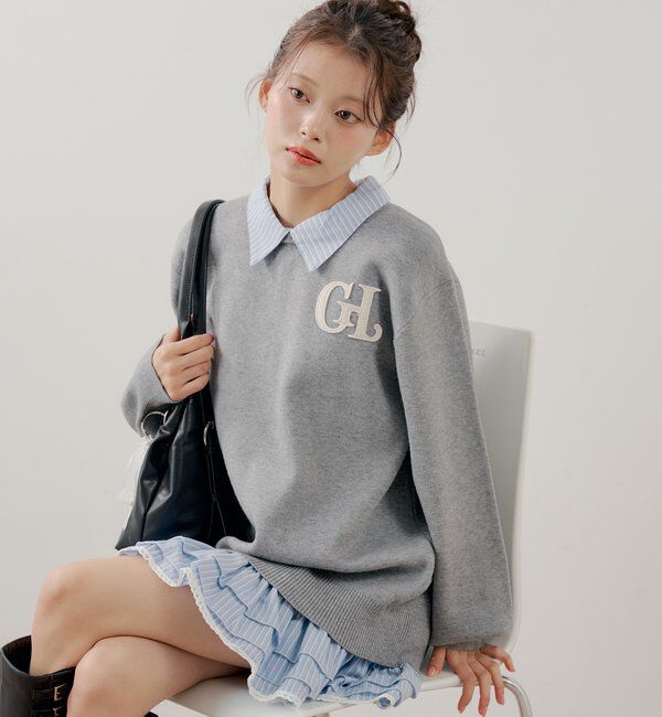  「【マルチway】シャツレイヤードニットワンピース」|ワンピース|