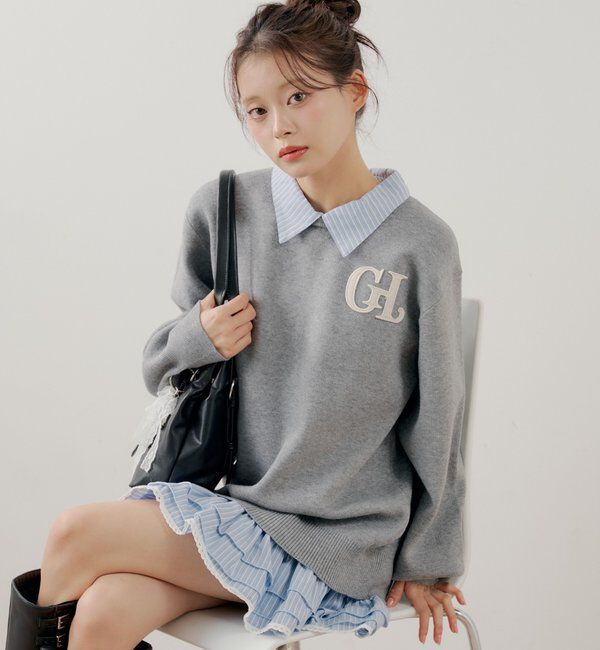  「【マルチway】シャツレイヤードニットワンピース」|ワンピース|グレーその他2