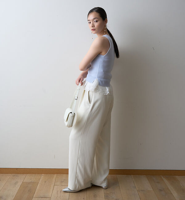 Rouge vif「【一部店舗限定】チュールコンビノースリーブプルオーバー」|ニット・セーター|