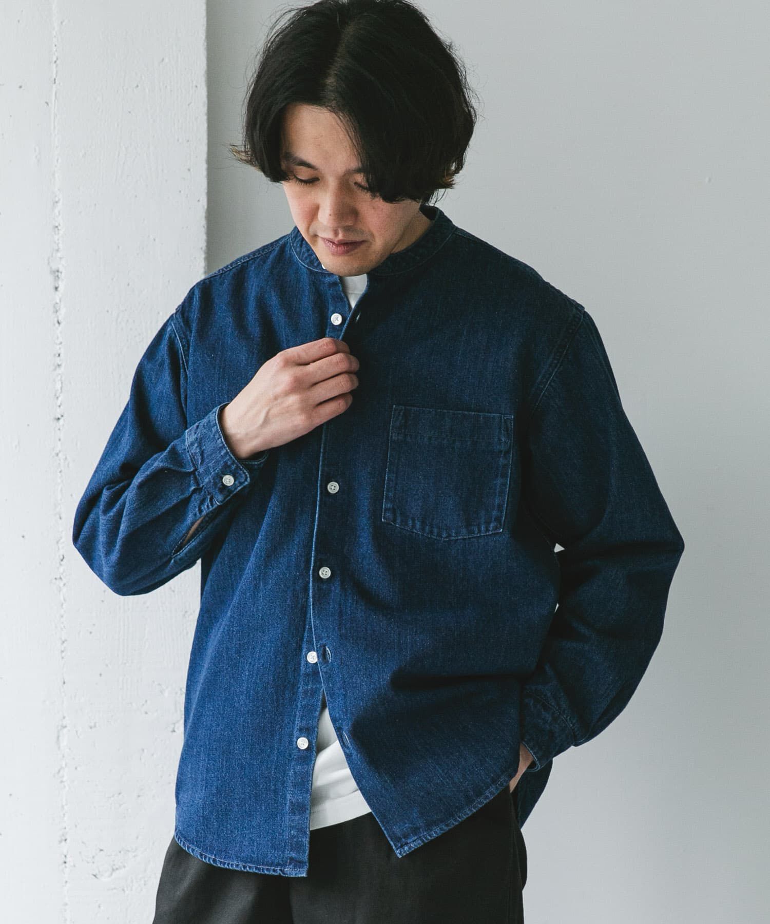 URBAN RESEARCH DOORS「デニムバンドカラーシャツ」|シャツ・ブラウス|