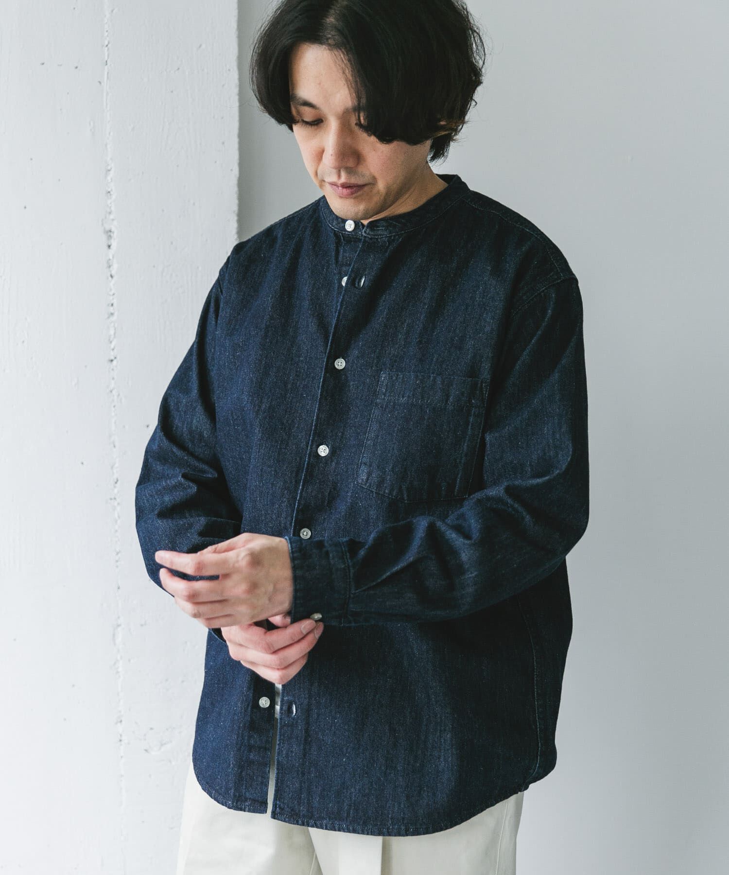 URBAN RESEARCH DOORS「デニムバンドカラーシャツ」|シャツ・ブラウス|