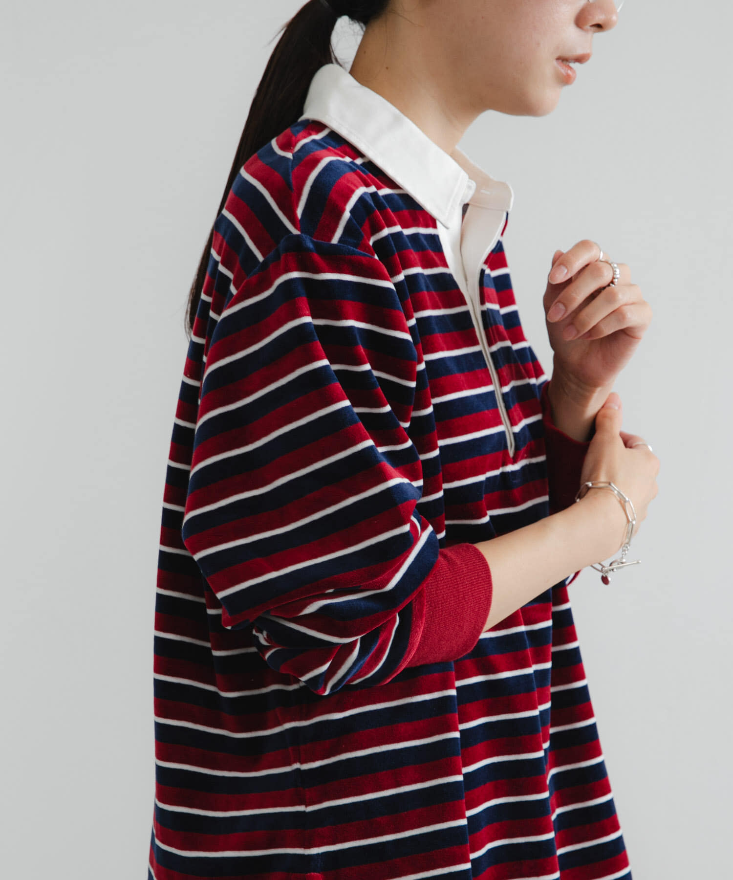 URBAN RESEARCH「『UR TECH』ベロアボーダーラガーシャツ」|Tシャツ・カットソー|