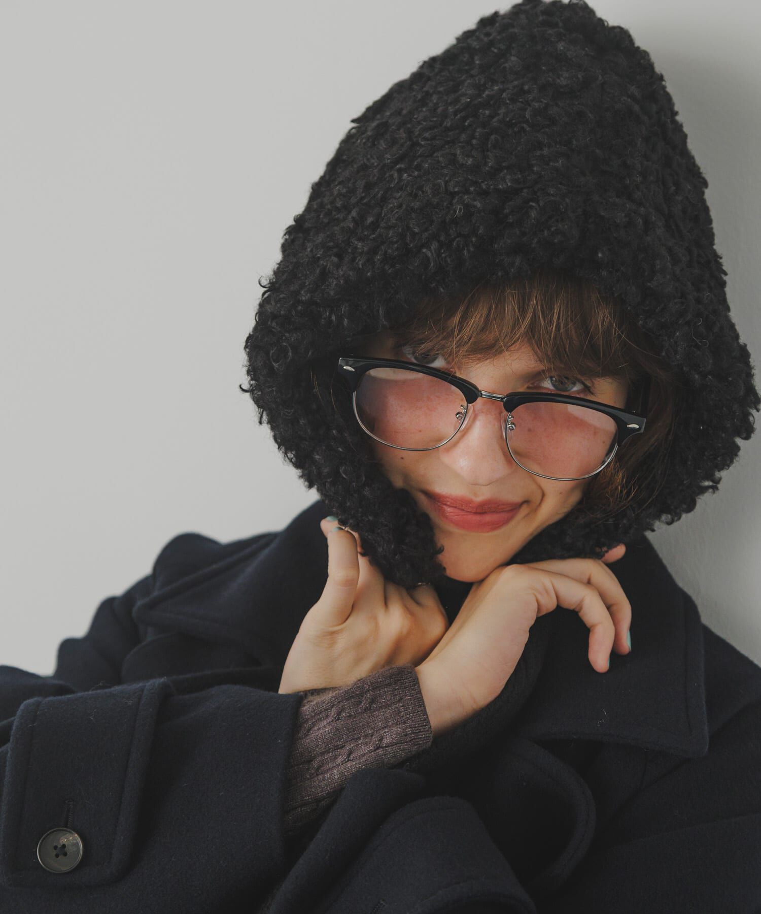 SMELLY「ループボアボンネット」|ニット帽|