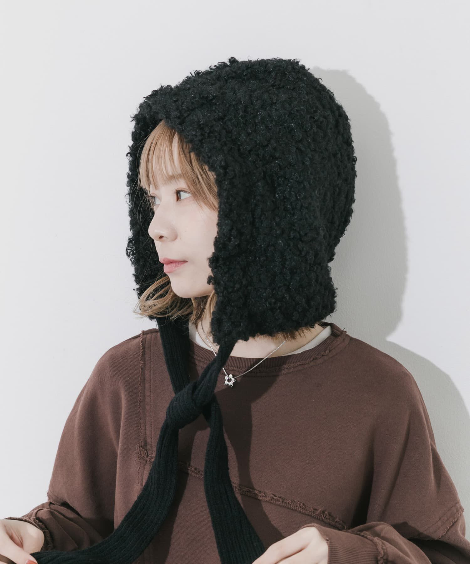 SMELLY「ループボアボンネット」|ニット帽|