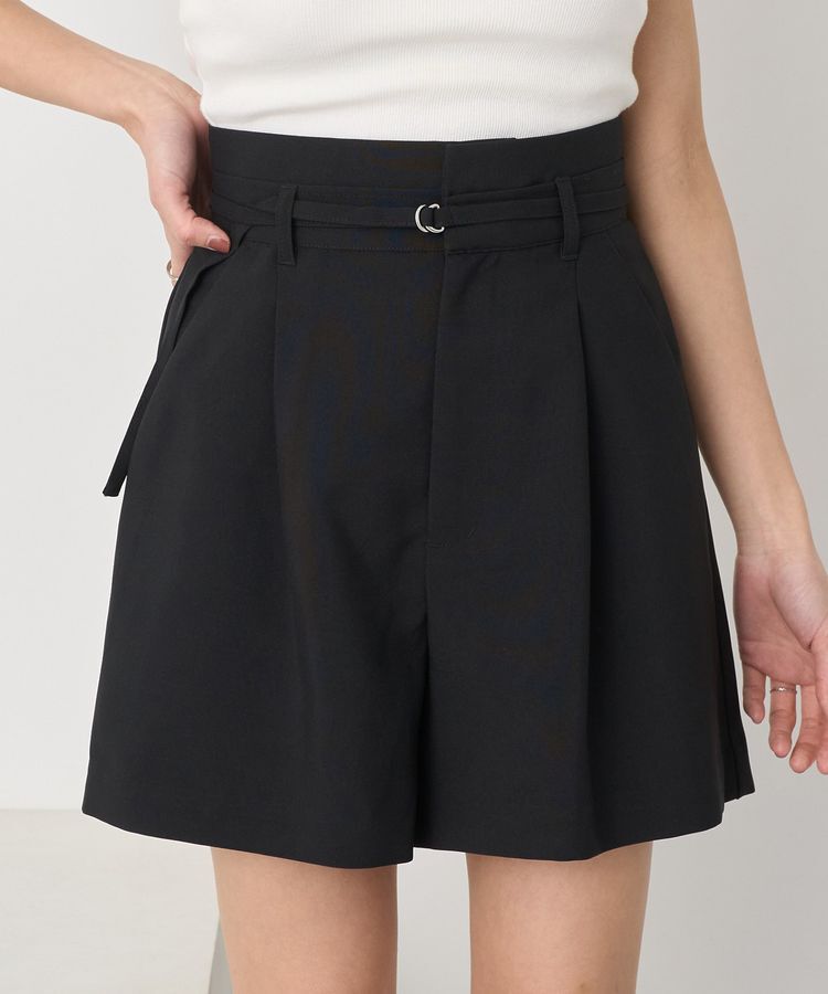 earth music&ecology「ウエストベルト付きショートパンツ」|その他|Black