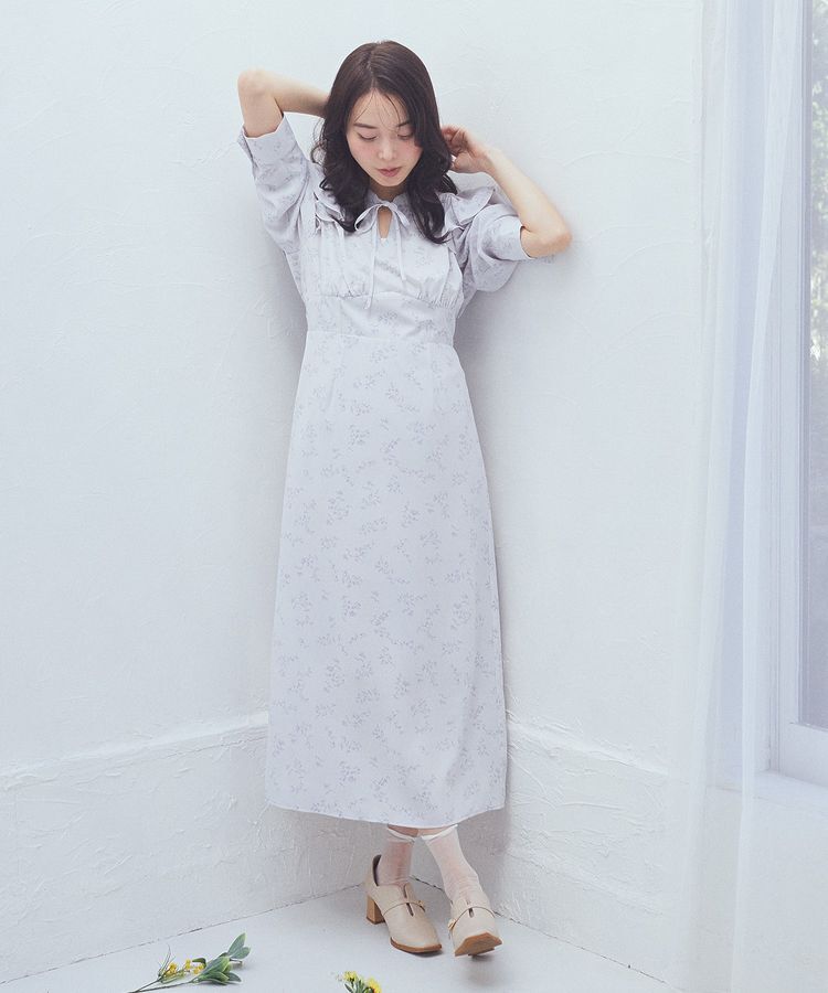 earth music&ecology「ラッフルショルダーフラワーワンピース」|ワンピース|